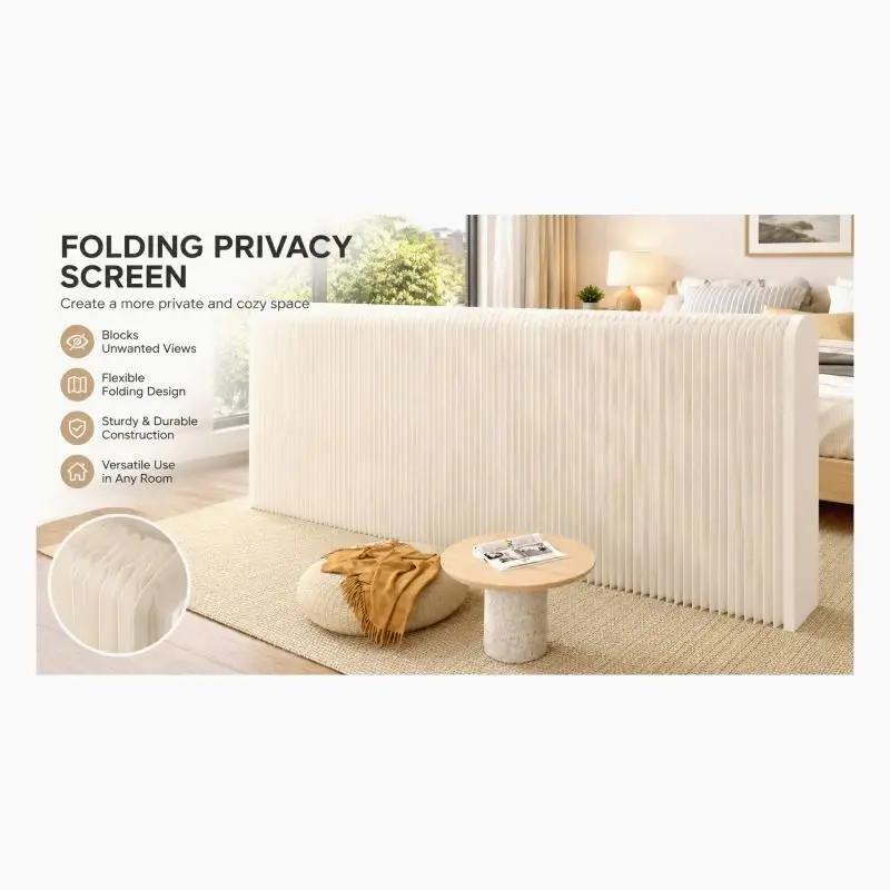 Folding Room Divider Screen Short Style Accordion Paper Wall Dome Lighted Office Partition Home Space Saving