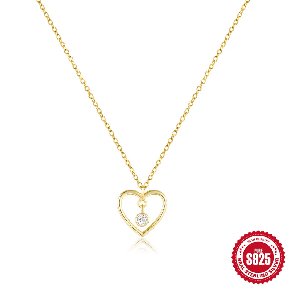 

CANNER 925 Silver Hollow Heart Gypsophila Necklace For Women 18K Gold Love-Shaped Micro-Embedded 8-Figure Ins Fine Jewelry Gift