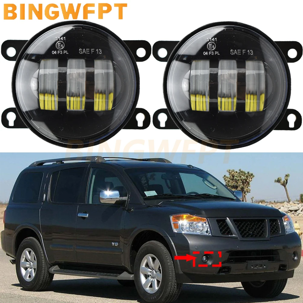 For Nissan Armada WA60 Facelift 2008-15 LED Fog Light Assembly Car Front Bumper Fog Lamp Daytime Running FogLights 12V foglamps