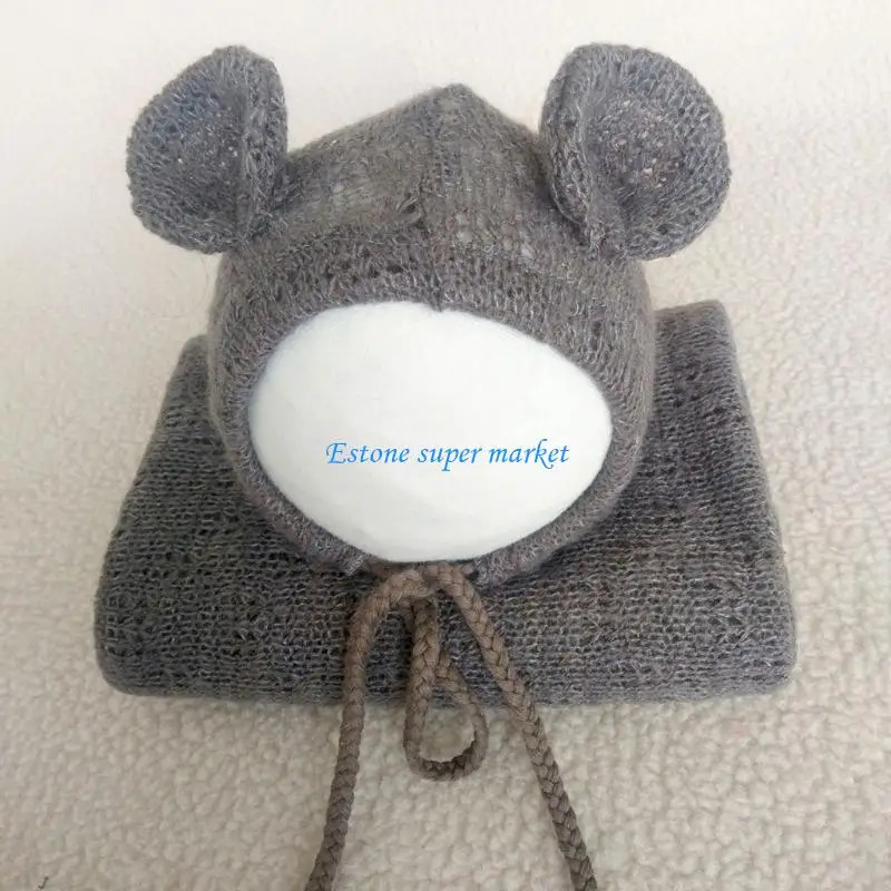 090B الوليد محبوك تمتد التفاف طقم قبعات الكروشيه بطانية بونيه الطفل التصوير الدعائم الرضع صور اطلاق النار الملحقات #2