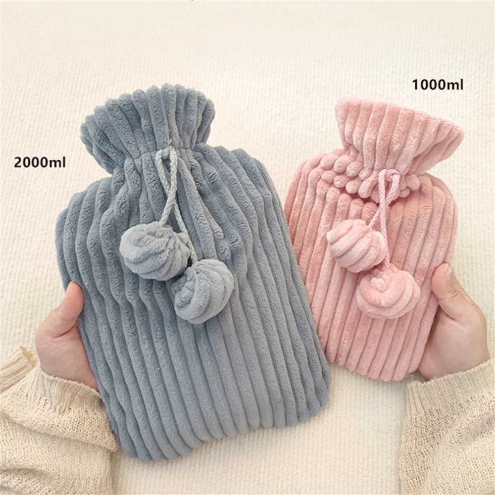 1L/2L Removable Plush Cover Winter Faux Fur Hot Water Bottle Cover Warm Hand Foot Warmer Hot Wate Heat Preservation Covers