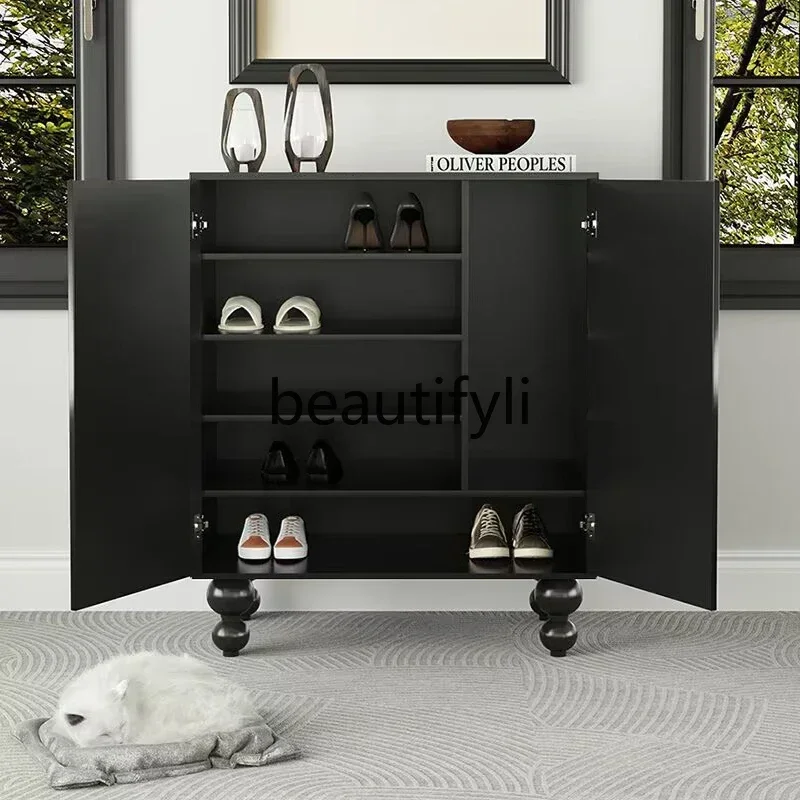 French retro pattern shoe cabinet entrance entrance storage storage integrated opposite door decorative cabinet