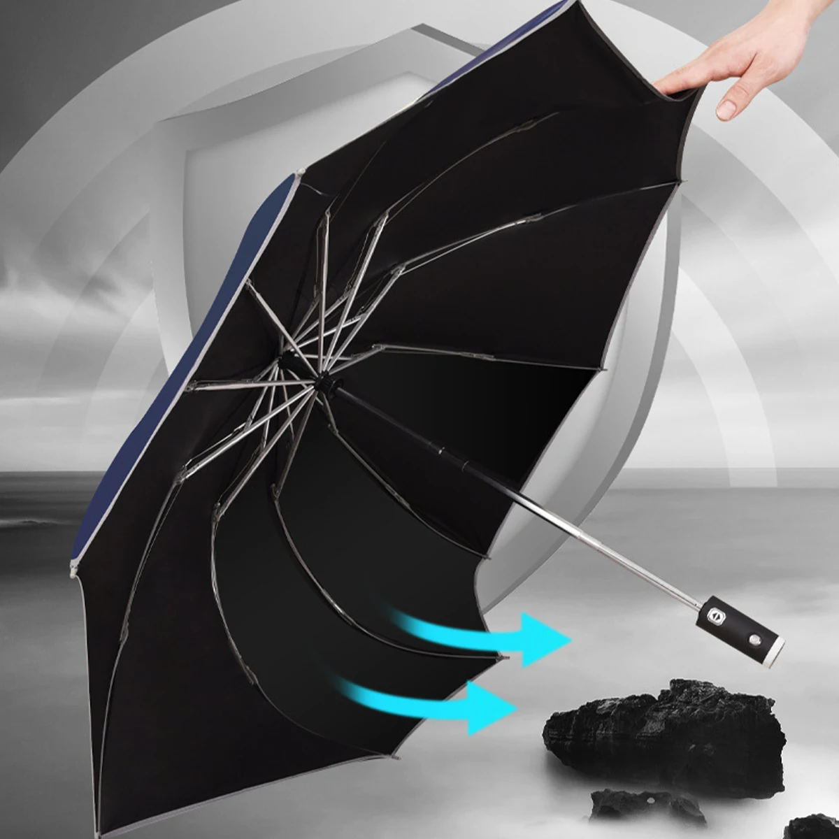 Umbrella Customized Logo Fully Automatic Umbrella Black Adhesive Sun Protection and UV Protection Business Gift Box ﻿