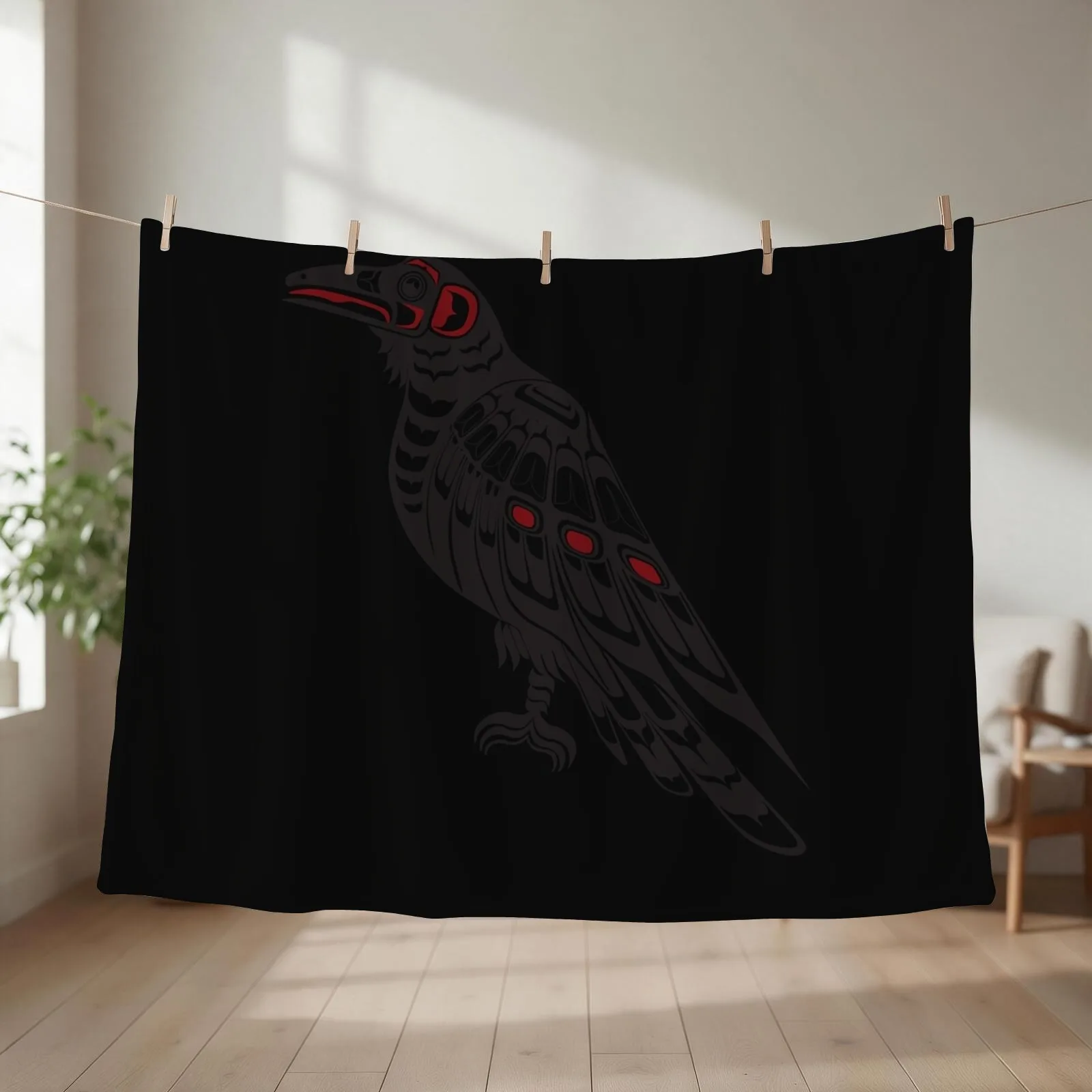 Pacific Northwest Raven native american salish formline art Crow Classic T-Shirt Throw Blanket for winter Cute Camping Blankets