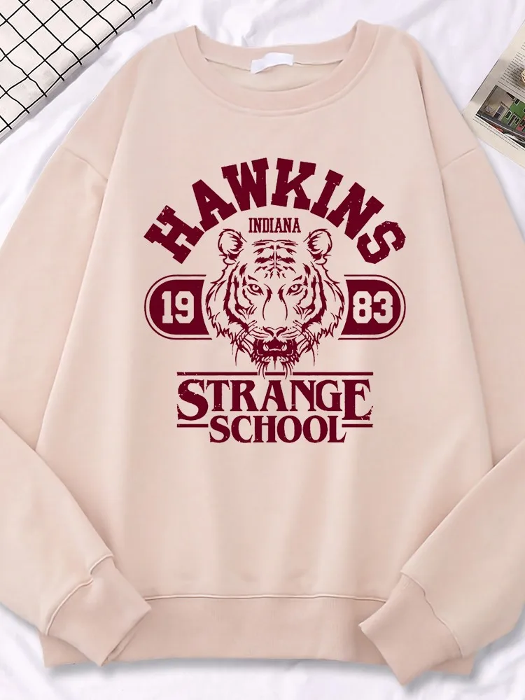 Casual Street damska bluza Hawkins High School Indiana 1983 bluzy z kapturem z nadrukami luźne swetry z wycięciem pod szyją ciepłe ubrania z polaru — zdjęcie 2