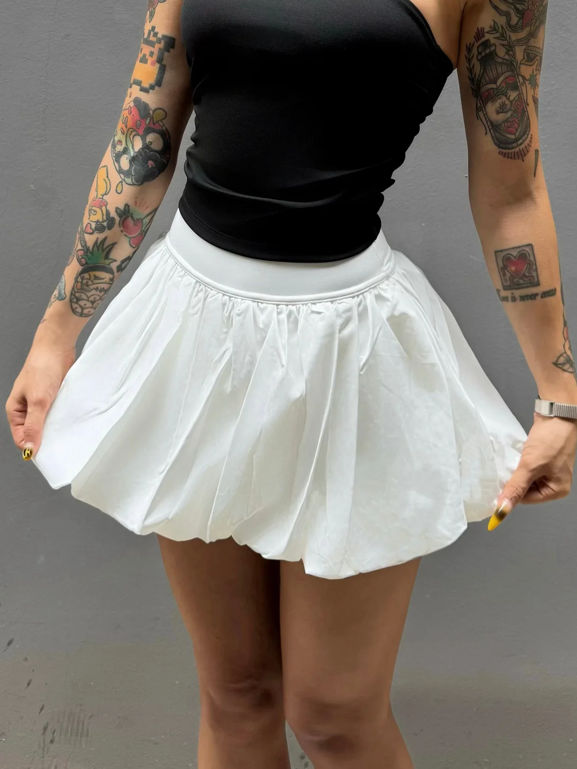 

New Arrival Pure Color Easy Matching Sports Skorts Women's Puff Skirt Casual Yoga High Waist Sexy Skirt