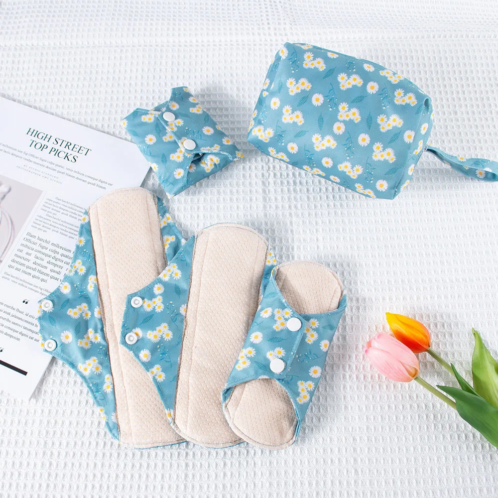 Neue Bunte Baumwolle Sanitär Pads Set Waschbar Menstruation Pads Wiederverwendbare Stille Pad Damen Bratehable Tuch Menstruation Geschenk