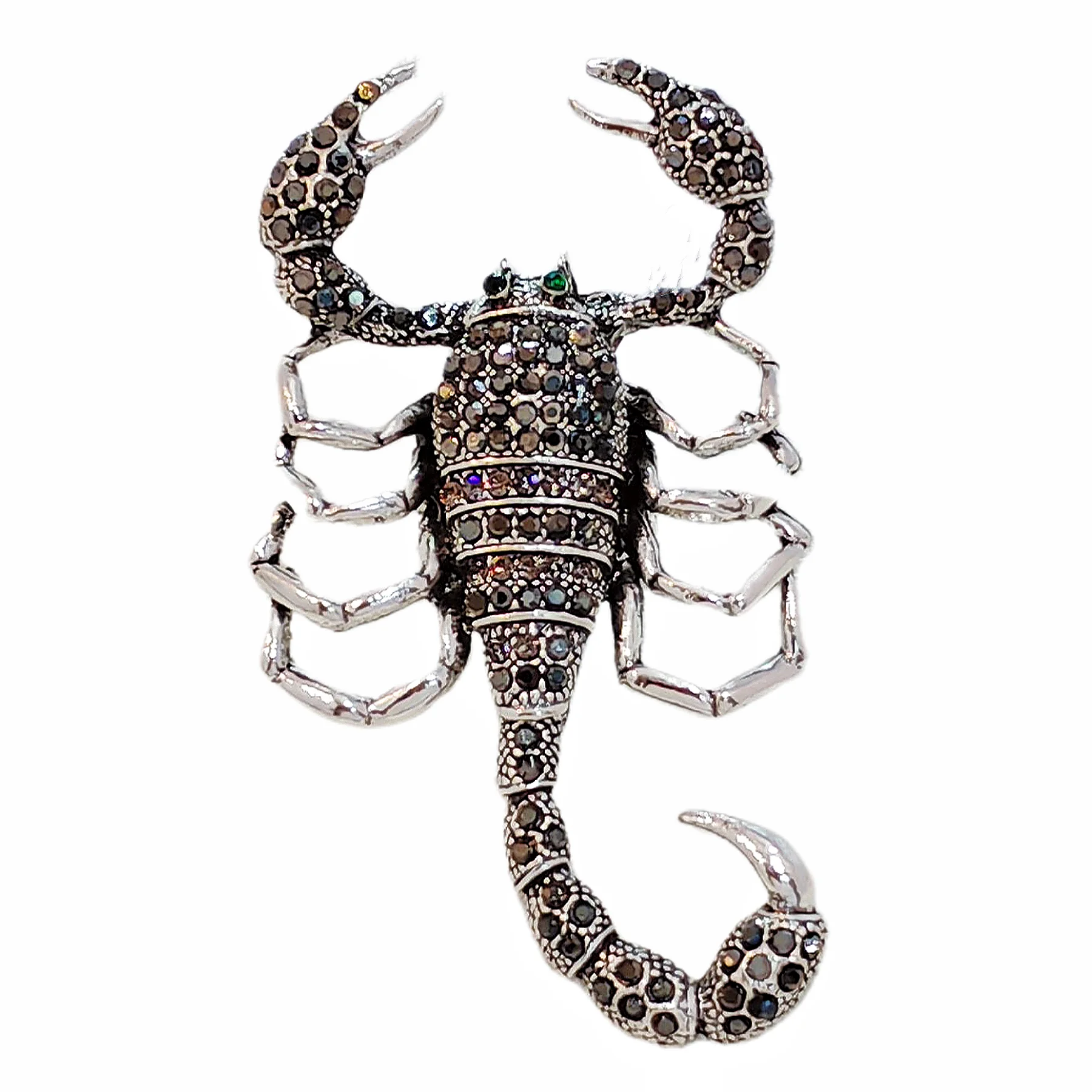 

Steampunk Silver Tone Dark Gray Crystal Large Scorpion Brooch Pin Dangerous Insect Jewelry