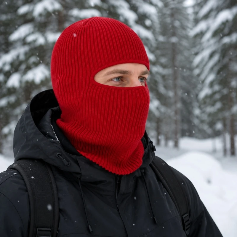 One-Hole Balaclava for Men, Women and Children, Ribbed Fabric Head, Face and Neck Coverage for Fall and Winter