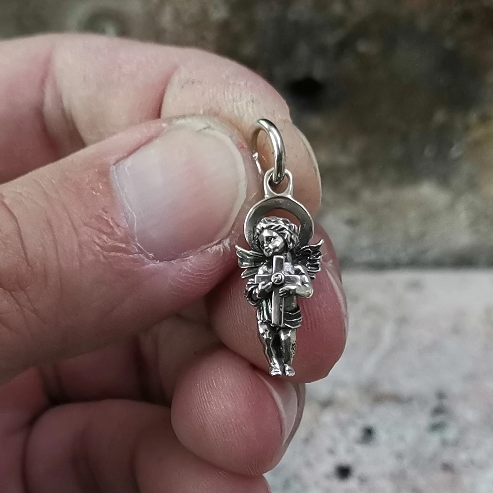 

Charms Little Angel Cross 925 Sterling Silver God of Love Cupid Pendant TA213