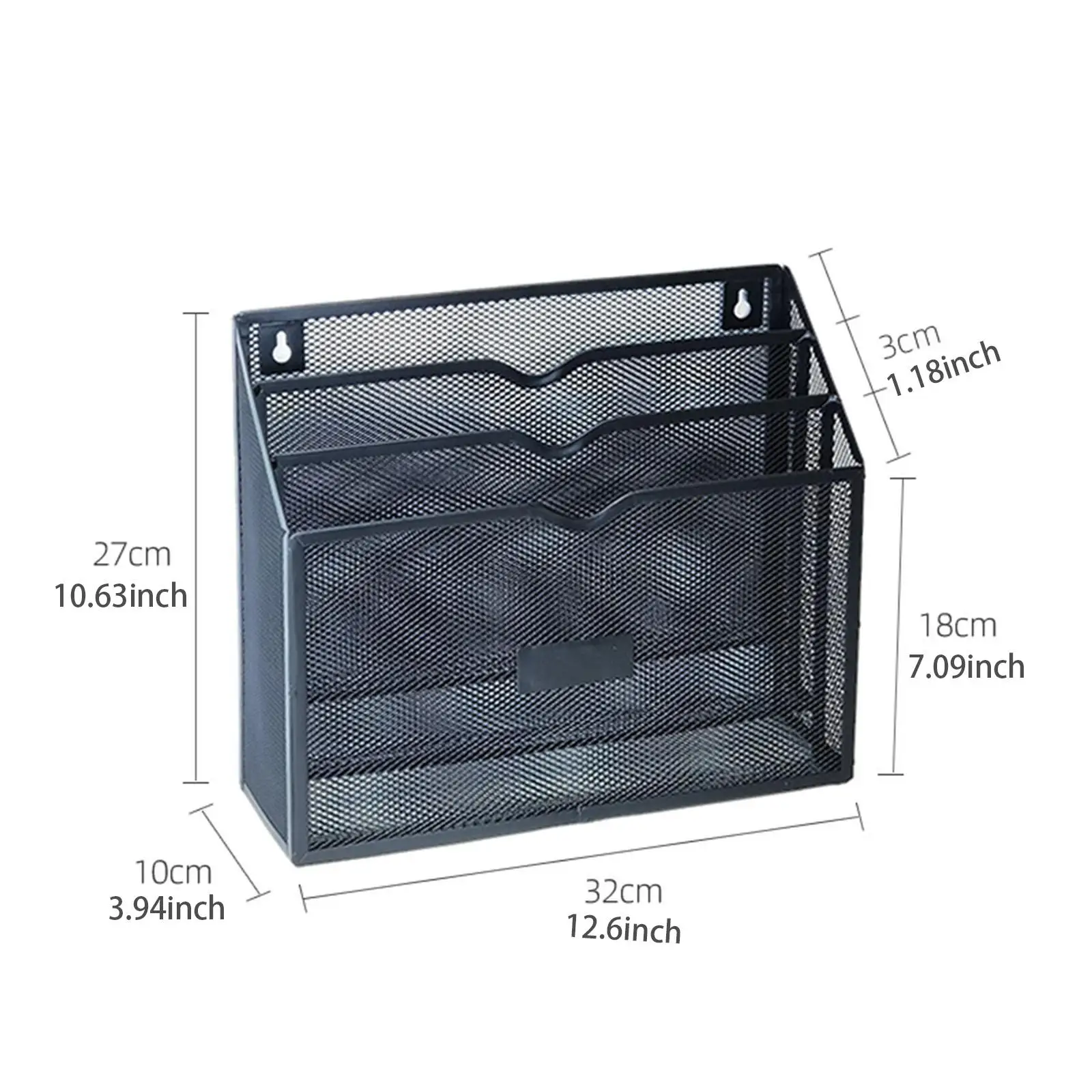 Large Capacity Metal File Storage Basket Wall Mounted for Office Document Organizer Storage Container with Hooks