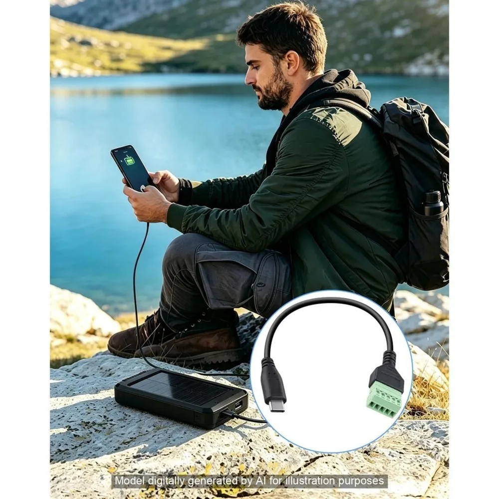 [NEW A09R!】 USB-C Cable Featuring 5-Pin Solderless Connector And Screw Terminals Green Color, Ideal For DIY Wiring Projects Conn