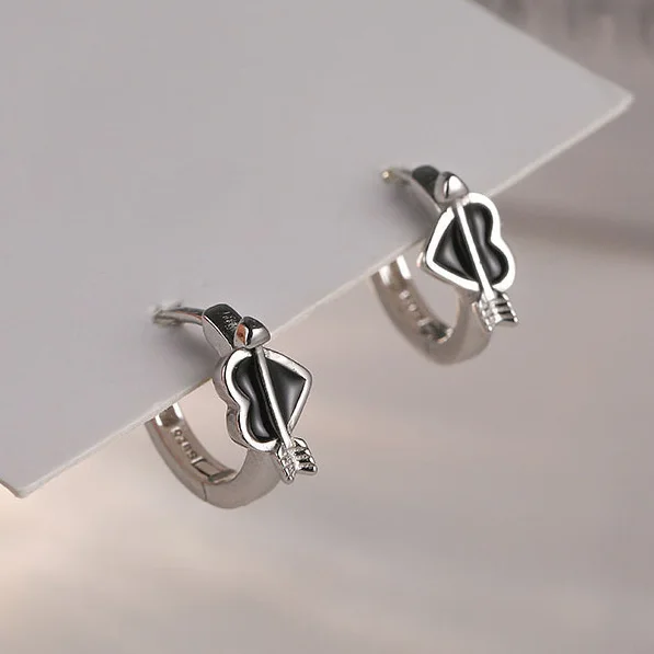 PONYKISS 925 Sterling Silver Arrow Heart Hoop Earrings for Women Minimalist Cute Fine Jewelry Personality Accessories