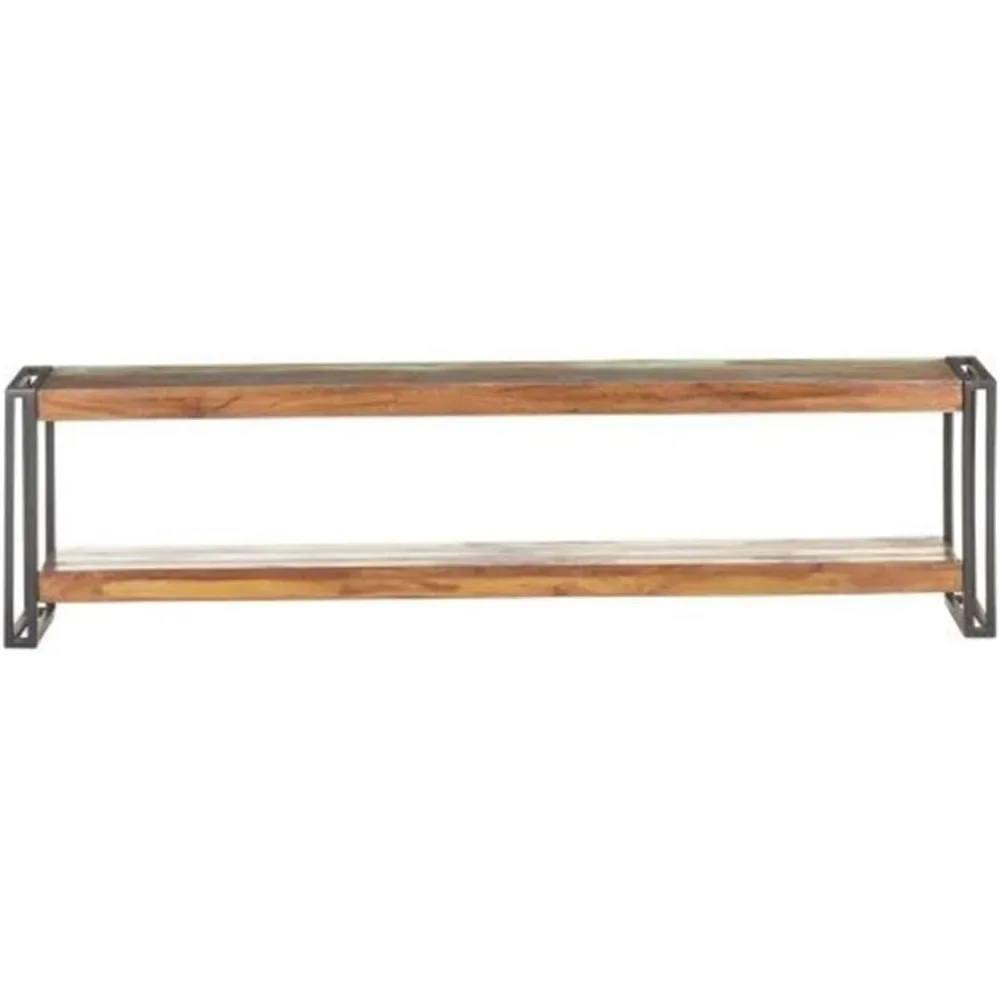 Reclaimed Wood TV Stand and Media Unit - Industrial Style Stereo Cabinet with Iron Frame - Accented Brown Wooden TV Table with