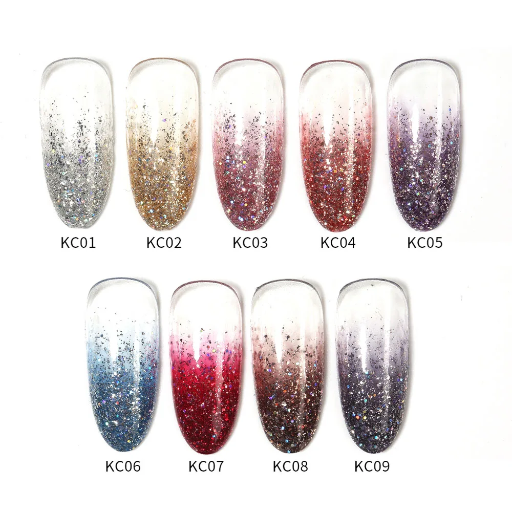 Vendeeni 9 Colors/set Sparkling Glitter Gel Nail Polish Shiny Sequins Hybrid Nail Art Gel Lacquer UV LED Soak Off Gel Varnish