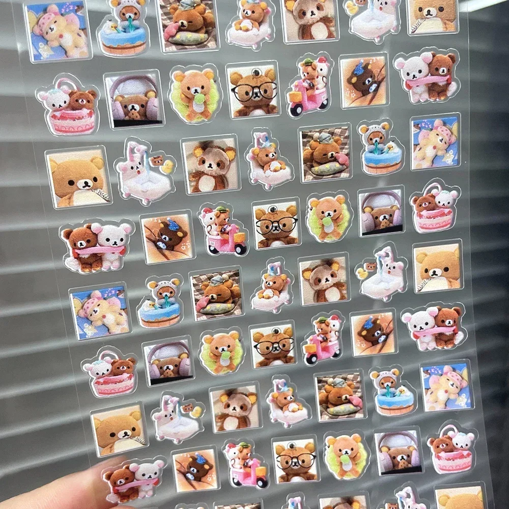 الكرتون لطيف Rilakkuma DIY PVC ملصقات بمادة لاصقة مسمار ديكور فني الوردي سلسلة سجل القصاصات كتيب ملصق مضاد للمياه لعبة الهدايا