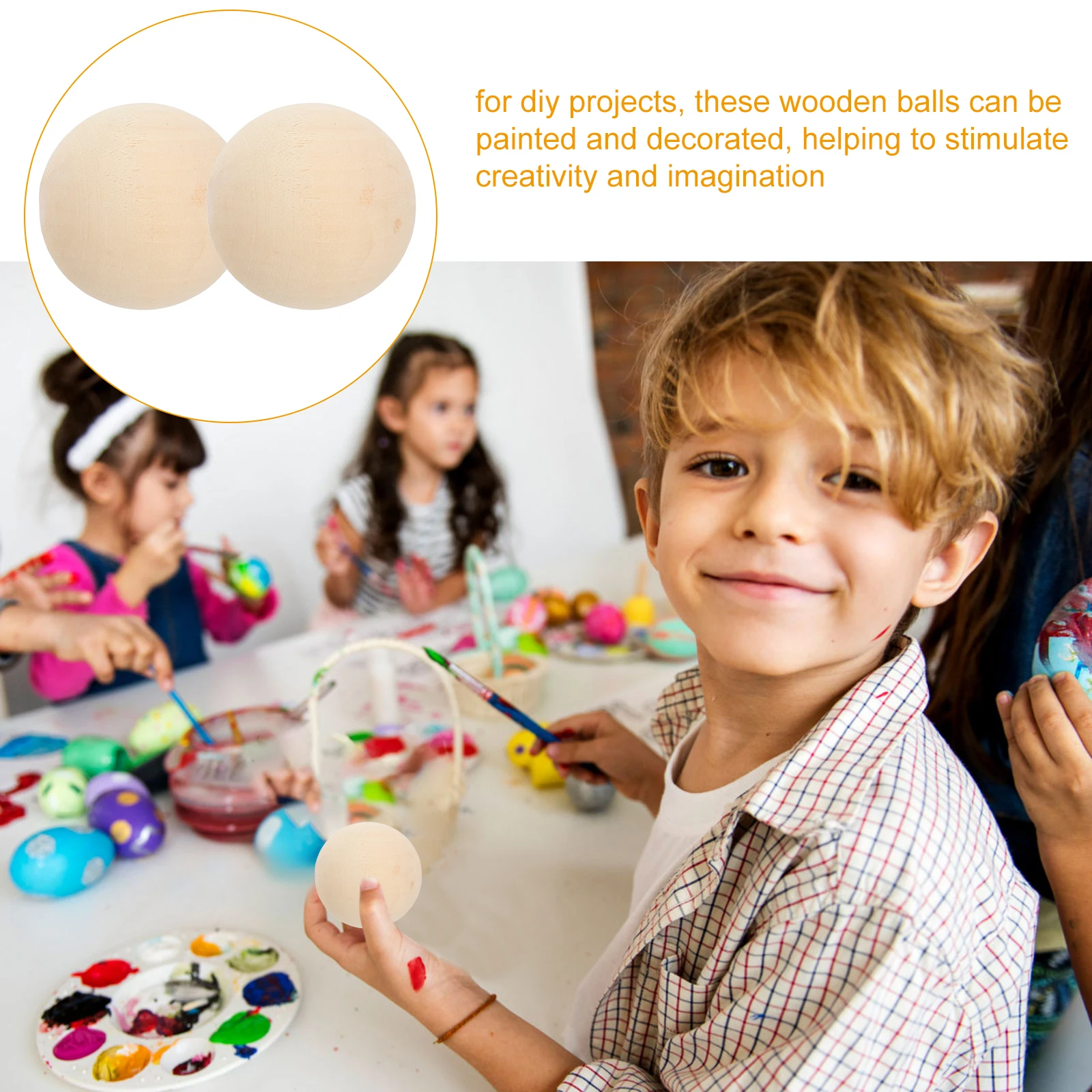 10Pcs Wooden Craft Balls Solid Non-Porous for Kids Creative Projects Develop Hand Eye Coordination Long Lasting Use
