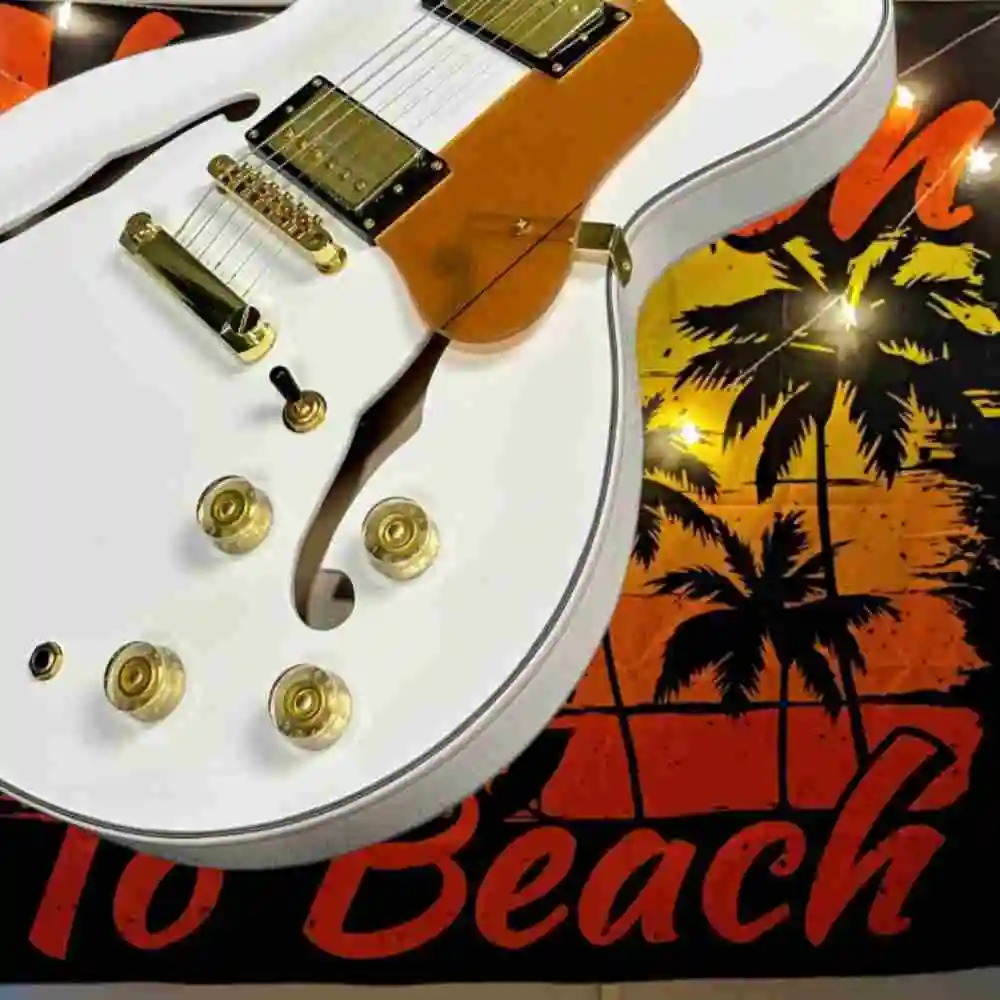 

HH Pickup White 335 22 Tone Electric Guitar F Half Hollow Maple Body Rose Wood Fingerboard Jazz Blues 40 Inch High Quality