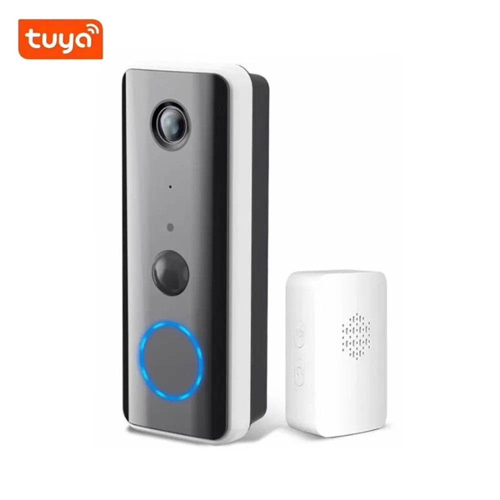 2MP1080P Tuya Aplikasi Konsumsi Rendah WIFI IP Bel Pintu dengan Lonceng Dalam Ruangan Visual Pintu Telepon Interkom Lubang Penampil Kamera Pintu