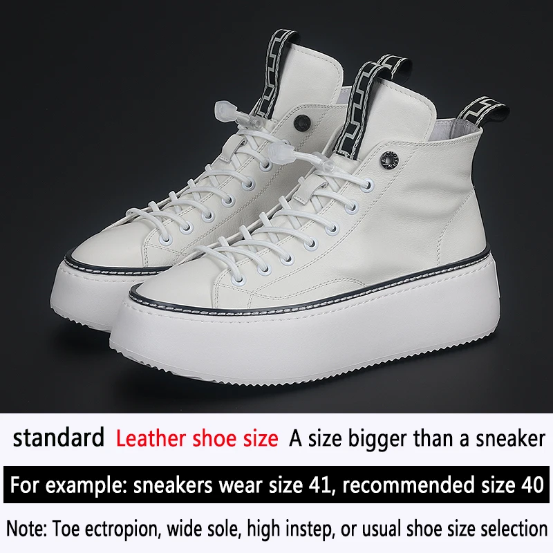 British Fashion Leather Men\'s Shoes Platform Elevating Board Shoes Comfortable High Top Casual Shoes Cowhide Lace-up Men\'s Shoes