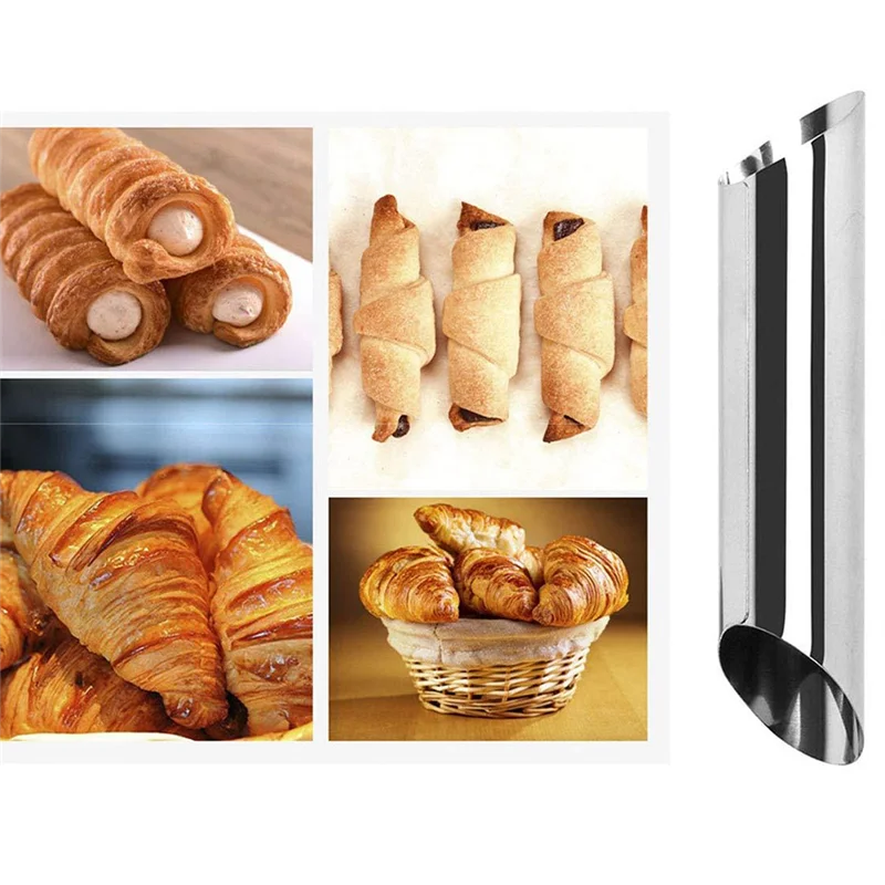 -PQWN 30Pcs Butter Roll Tube Mold Set Stainless Steel Non-Stick Cream Horn Danish Pastry Molds Suitable For Croissant Crust Brio