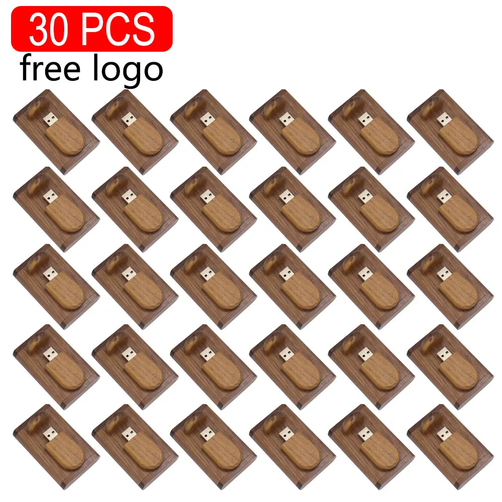 

30pcs/Lot (Customizable LOGO) USB Flash Drive 2.0 Wooden Pendrive 4GB 8GB 16GB 32GB 64GB 128GB Memory Stick Wedding Gift