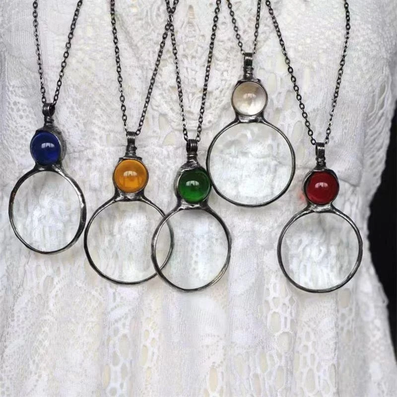  Fashion Sweater Chain Vintage Loupe Necklace Personality Necklaces for Women Men