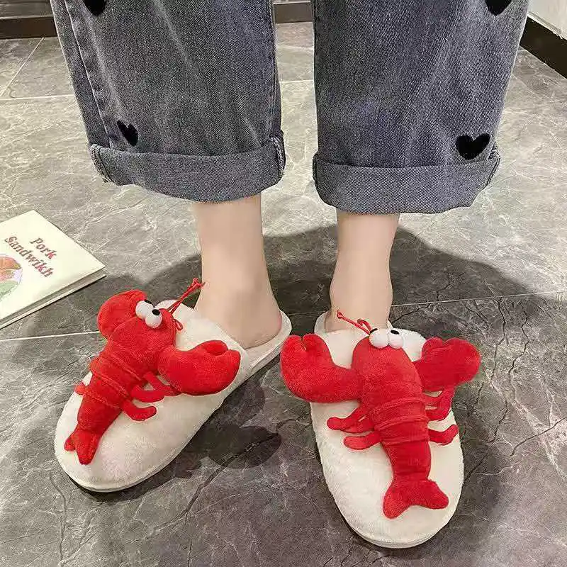 

2026 Winter fashion cute slippers with unique creativity soft plush material warm comfortable versatile suitable all occasions