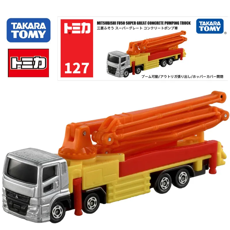 TAKARA TOMY Tomica NO.127 MITSUBISHI FUSO SUPER GREAT CONCRETE PUMPING TRUCK1/64 Mini Die-cast Alloy Car Model Children's Toy