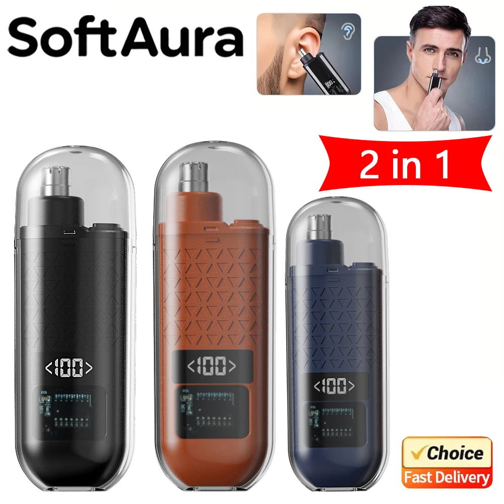 SoftAura 2026 New Portable Electric Nose Hair Trimmer USB Charging Nose Ears Eyebrow Trimmer for Men Rechargeable Painless Set