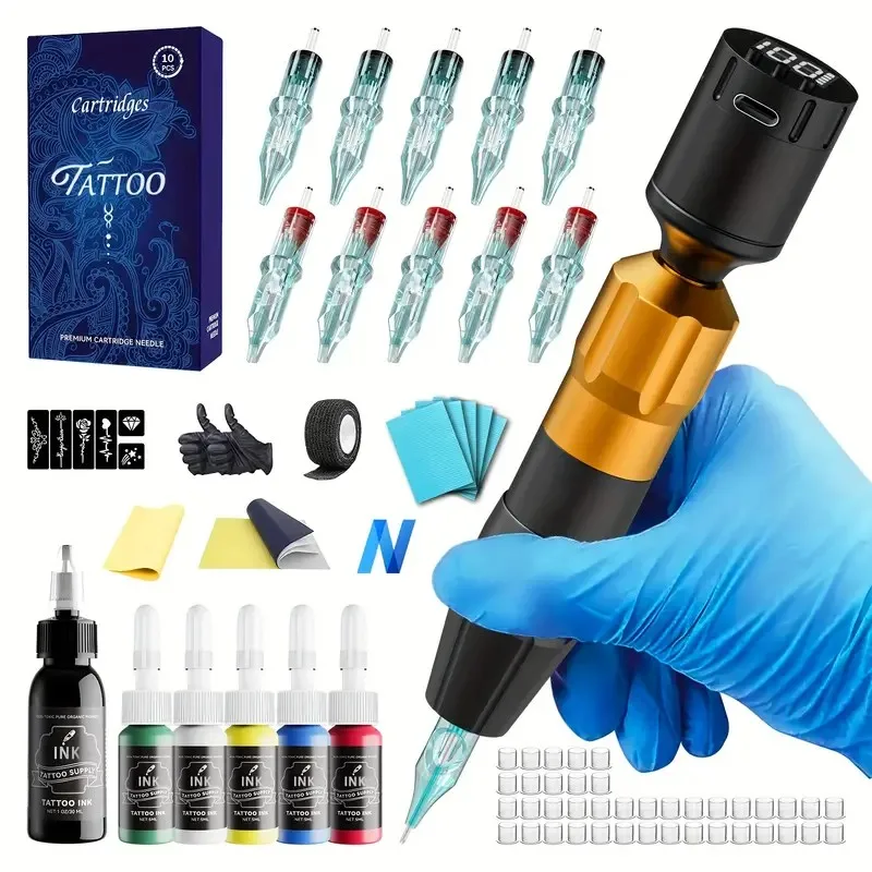 

Neebol Wireless Tattoo Machine Kit Complete, Cartridge Needles, Inks, 1300mAh Battery, Rotary Tattoo Pen for Tattoo Beginners