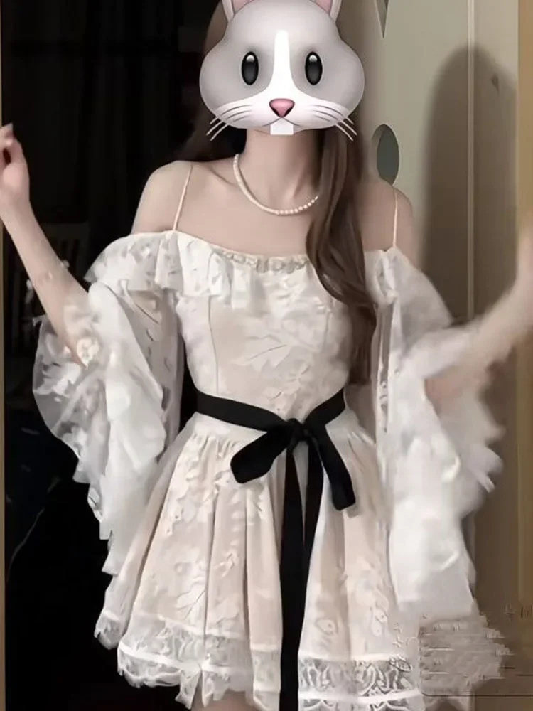 Japan Koreanischen Stil Bogen Süße frauen Kleider Sommer Subkulturelle Y2k Vestidos Mujer 2025, Sexy Punk Streetwear Maxi Kleid