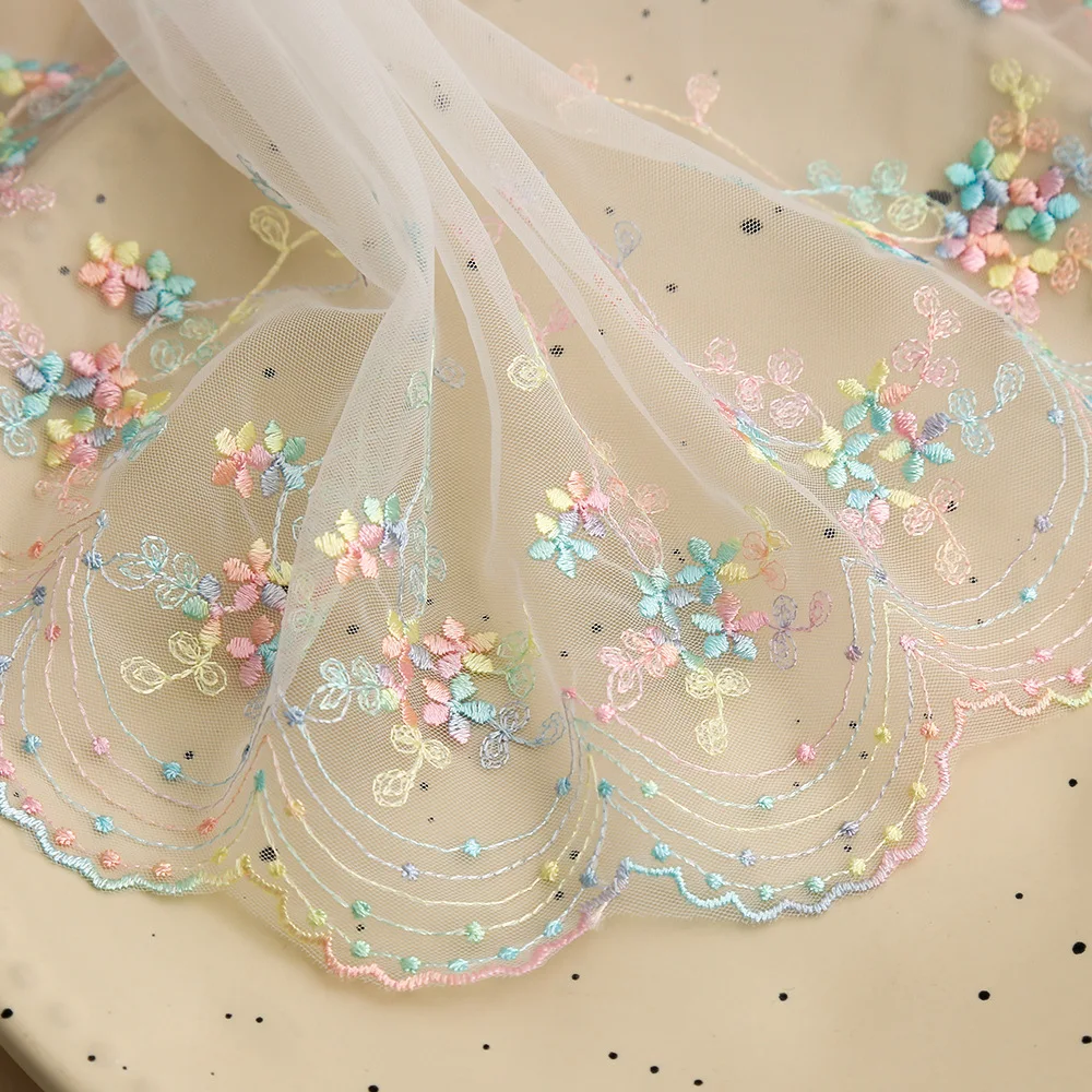 

14CM Embroidery Colorful Plum Blossom Clothing Accessories Fabric Household Decorative Lace Trim 20Yards/Lot