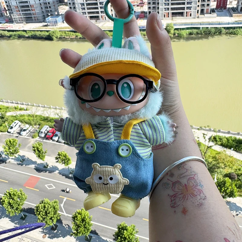 

17 см игрушечный комбинезон с мультяшными животными, декоративный кавайный плюшевый комбинезон для кукол со шляпой, мягкая кукла, одежда для вечеринок