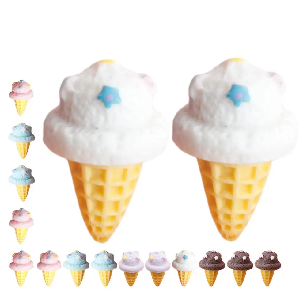 

16 Pcs Simulated Ice Cream Cone Resin Props Bright Color DIY Accessories Party Supplies Display Model Photo Prop Home Decoration