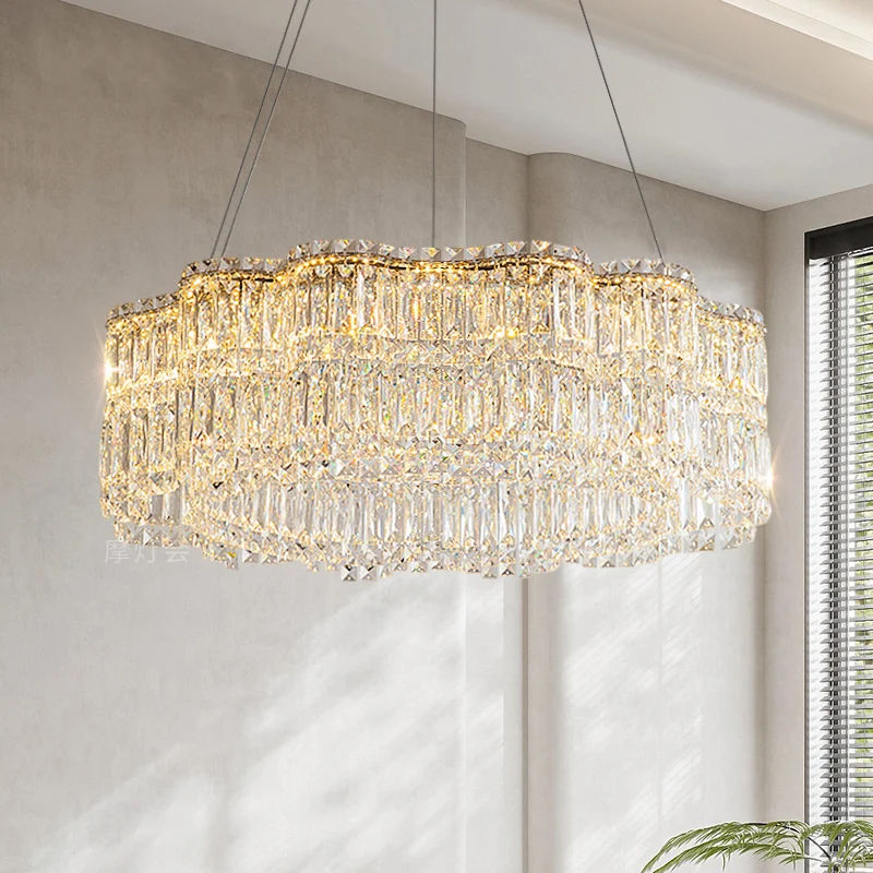 Luxury Chandelier Lighting Living Room Crystal LED Light Girl Bedroom Hanging Lamp Round Dining Rectangular Kitchen Chandeliers