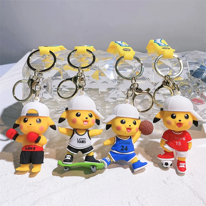 New sports style Pokemon keychain pendant Pokemon Pikachu doll bag car pendant