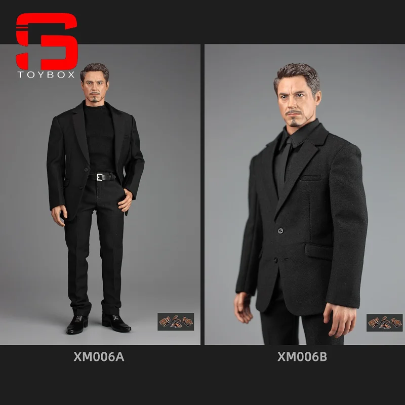 XRF XM006 1/6 Scale Male Soldier Classic Black T-shirt Shirt Suit Coat Pants Clothes Model Fit 12