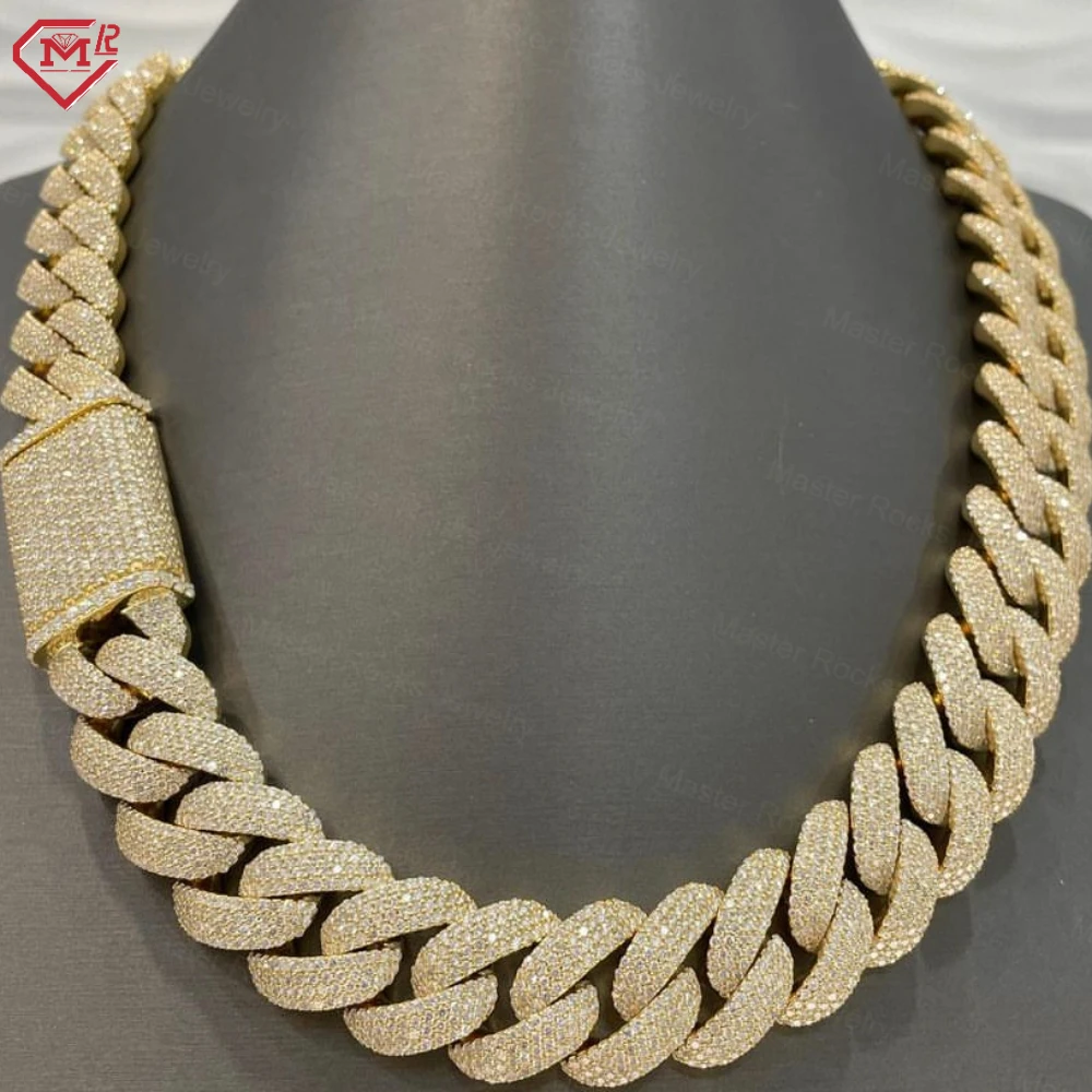 Hiphop 20mm Big Size Miami Cuban Link Chain 925 Silver Iced Out Vvs Moissanite Cuban Link Chain