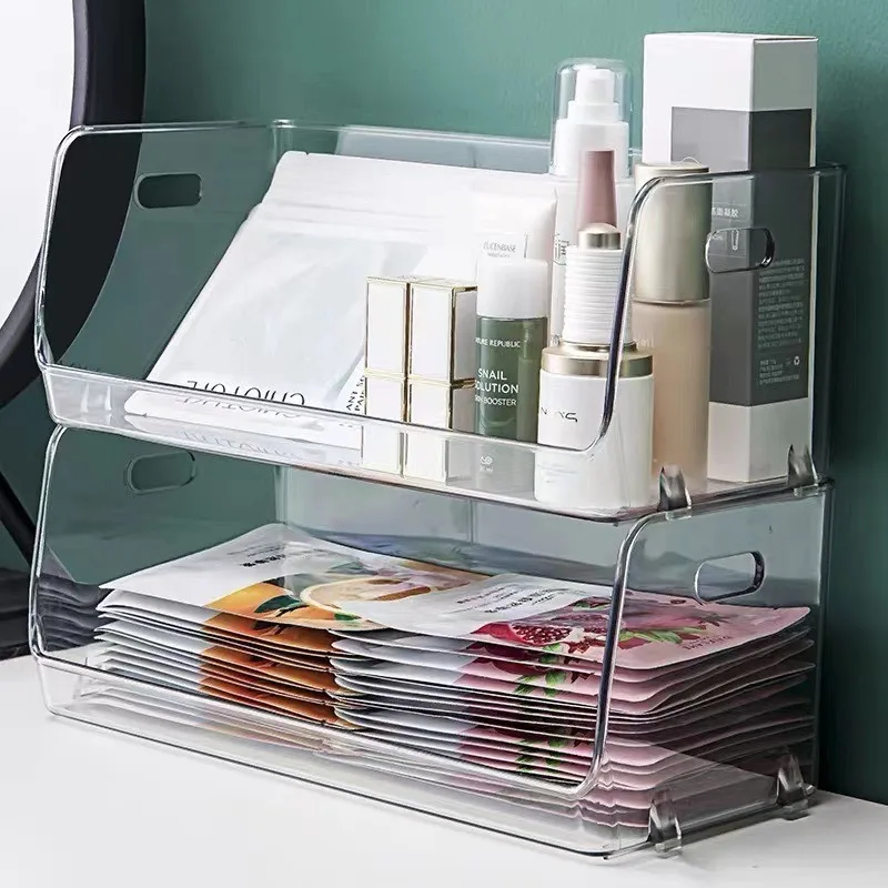 

Large Desktop Storage Boxes Cosmetic Organizer Skincare Cosmetic Storages Plastic Transparent Organizers Household Organizer Box