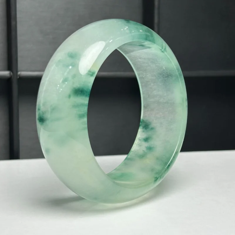 

Certified Natural AA Ice high green Myanmar Jade jadeite bracelets bangle 60MM