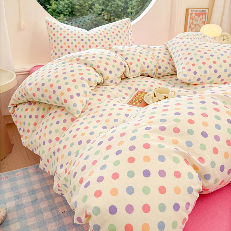 set-di-biancheria-da-letto-in-cotone-puro-a-pois-rosa-stile-cartone-animato-quattro-pezzi-copripiumino-lenzuolo-federe