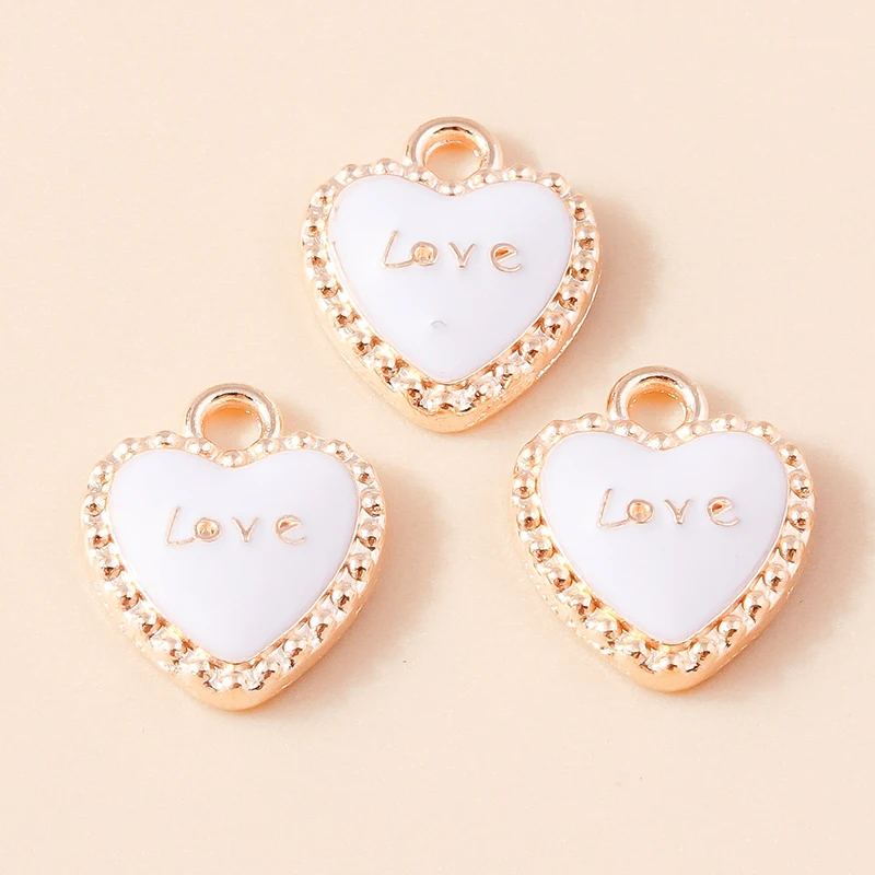 Leslie 10 Stück Romantische Emaille Kiss Me Rote Herz Charms Anhänger Für Schmuck Machen DIY Ohrringe Halskette Handgemachte Handwerk – Detail 10