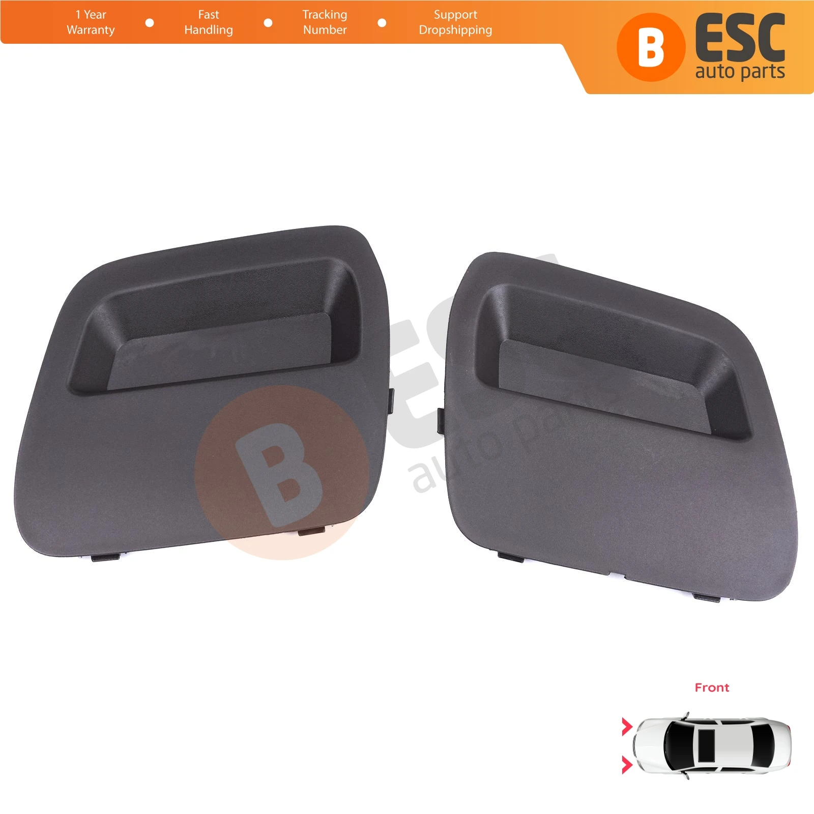 Esc Auto Parts Black Esp1195 Front Bumper Tow Bar Hook Eye Cover Set For Renault Dacia Duster Mk2 Hm 2017-2023