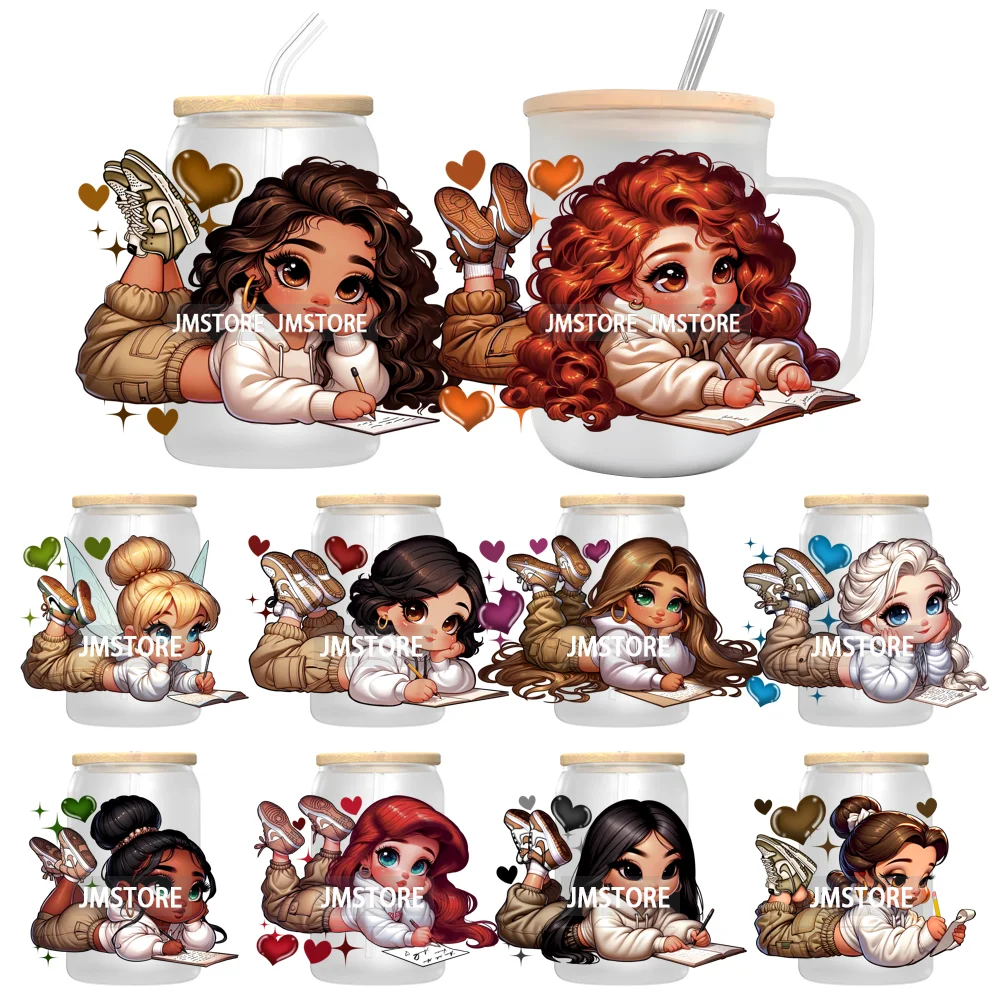 

Принцесса читает книгу любовник УФ-наклейки наклейки для Libbey холодные чашки кружки стакан переводные наклейки водонепроницаемые высококачественные этикетки