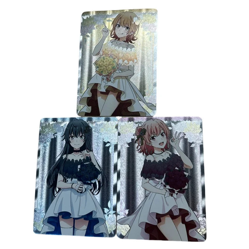 3Pcs/set Acg Girls Card My Teen Romantic Comedy Snafu Coarse Flash Self Made Anime Game Characters Diy Collection Cards Gifts