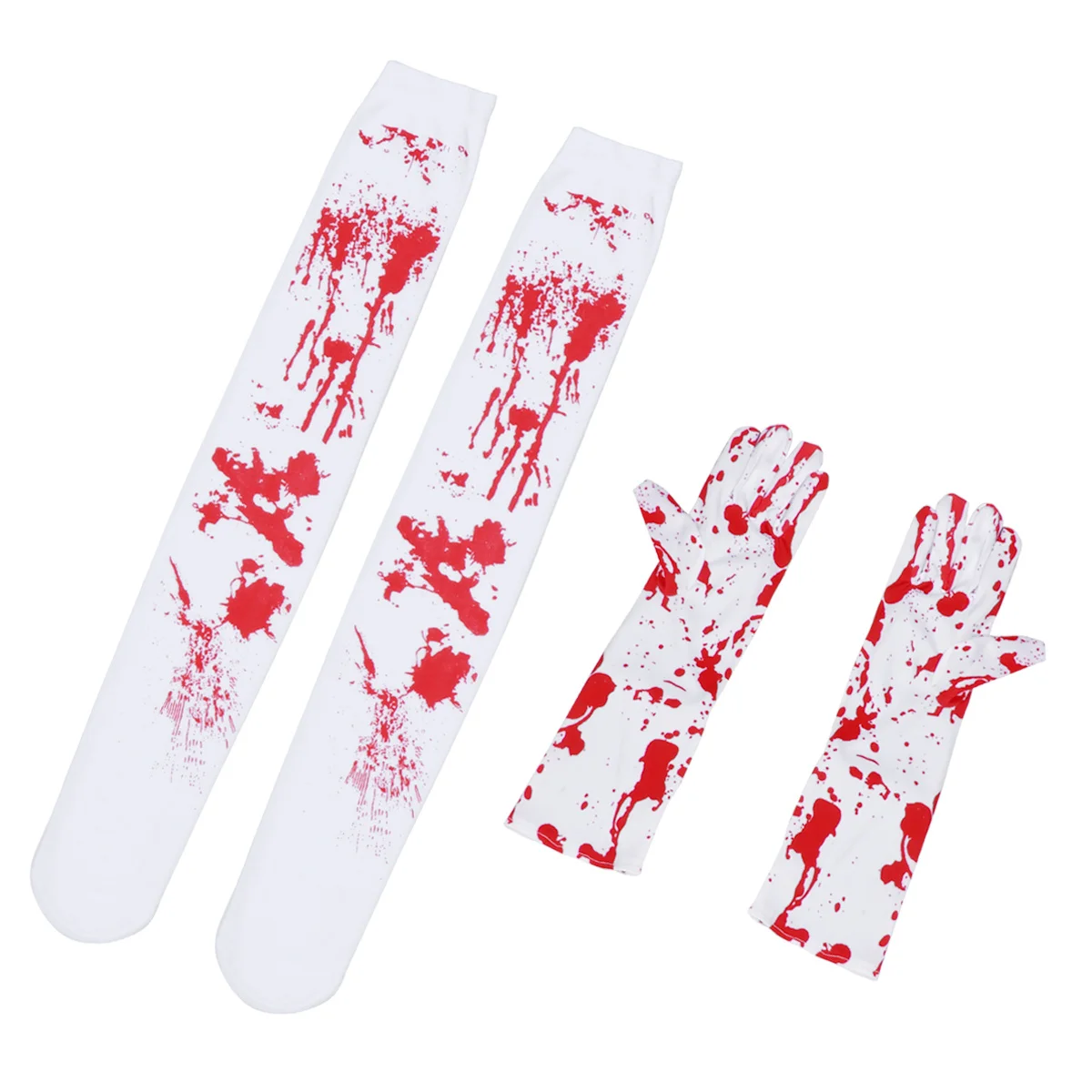 Conjunto de calcetines y guantes con sangre, disfraz de Halloween, vestido de fiesta, diseño único con estampado de sangre, trajes creativos, calcetines, 4 Uds.