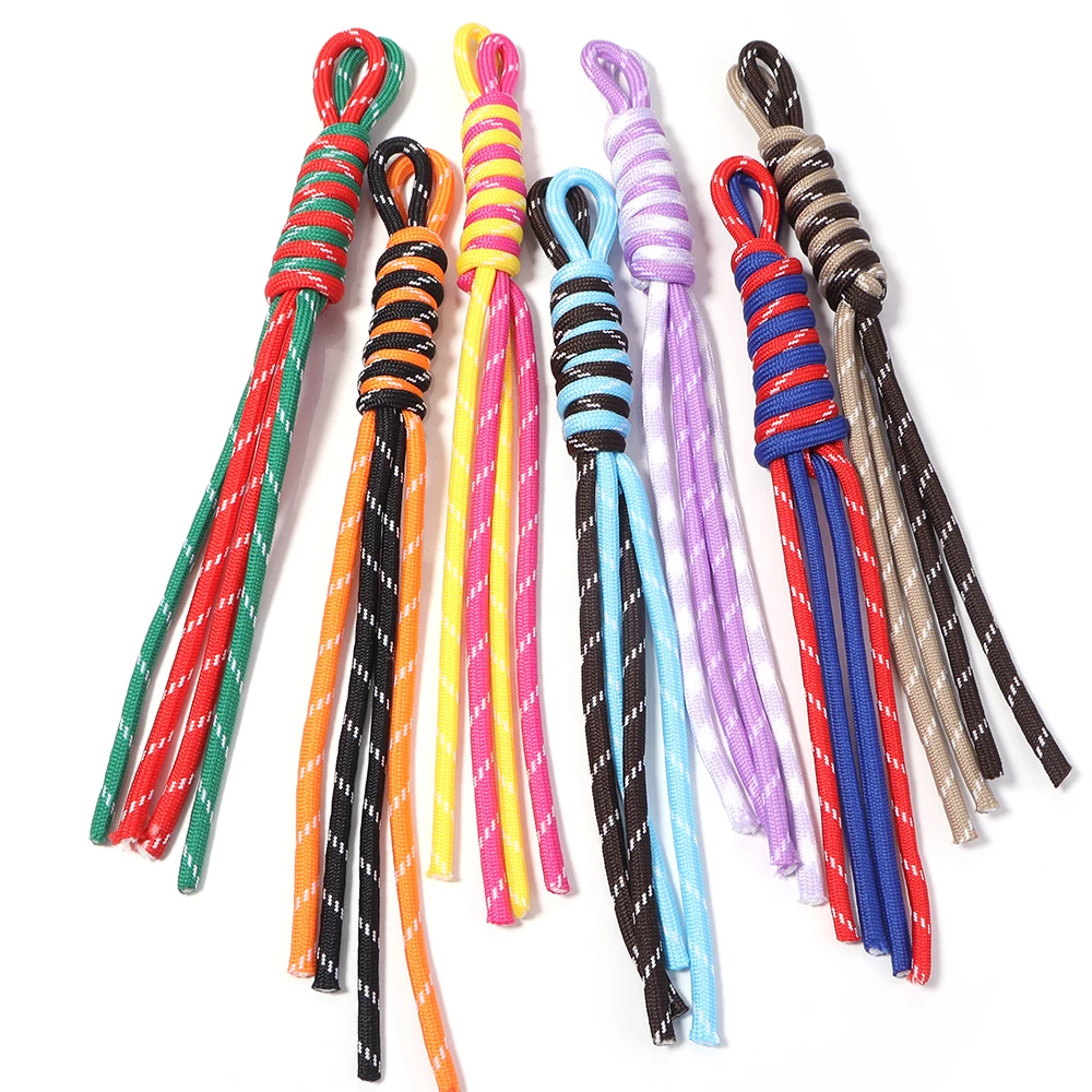 4 Stück kreative geflochtene Schlüsselbänder, bunte Nylonseile, verlustsichere Knotenfäden zum Selbermachen von Schlüsselanhängern, Taschenaccessoires – Detail 7