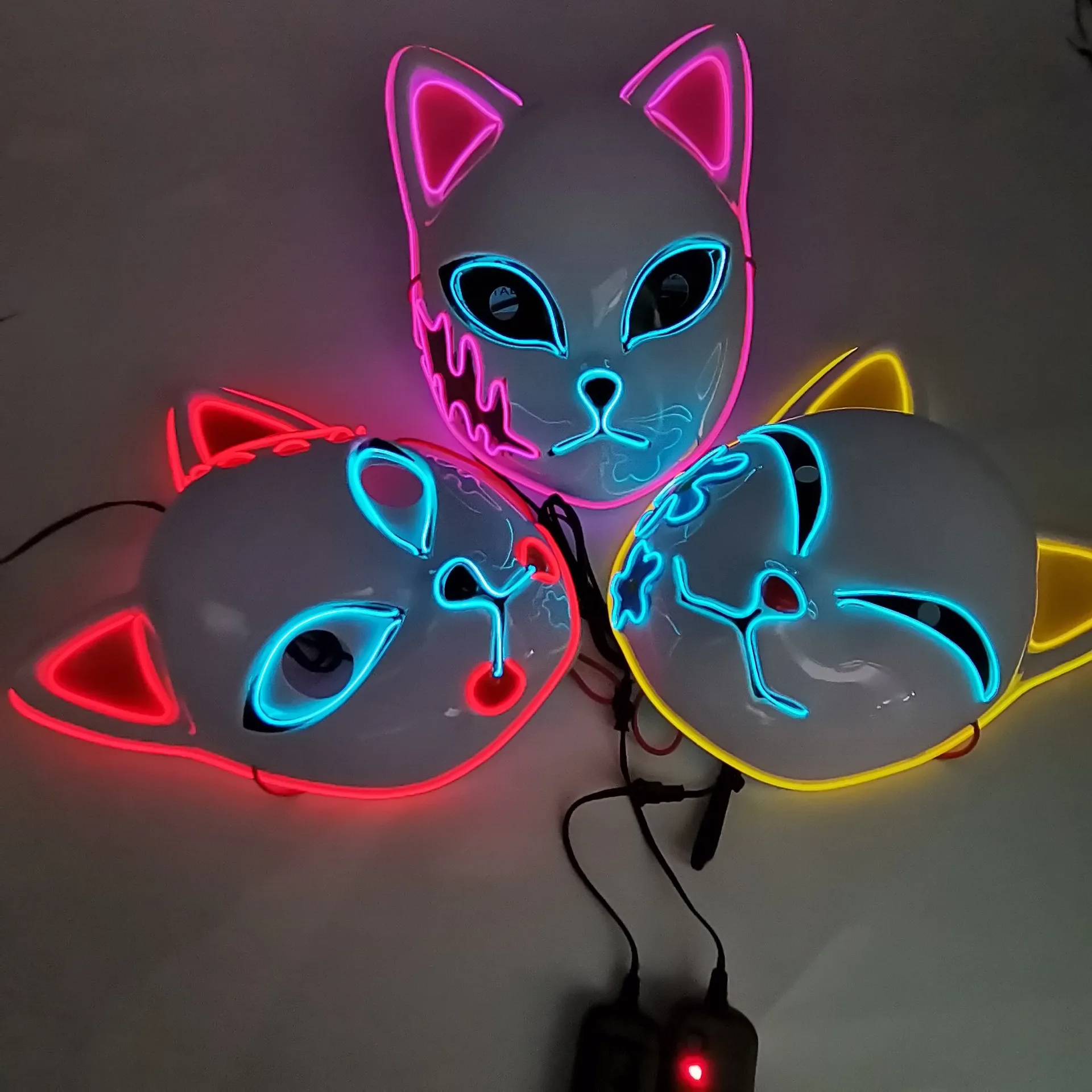 Hot Sale Halloween Mask Led Glowing Mask  Masks Cat Face Horror Facepiece YKHA0229 1 Color ;ZHE Unisex