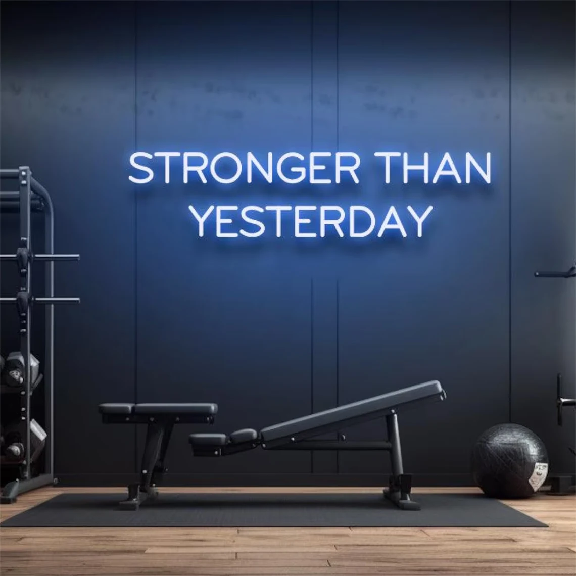 Stronger Than Yesterday Neon Sign Gym Sign Gym Room Art Wall Decor Gift for Gym Lover